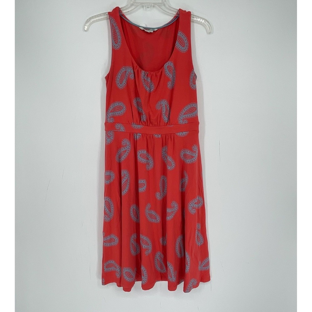 Boden Women's Red Paisley Sleeveless Jersey Knit Fit & Flare Dress Size 8R